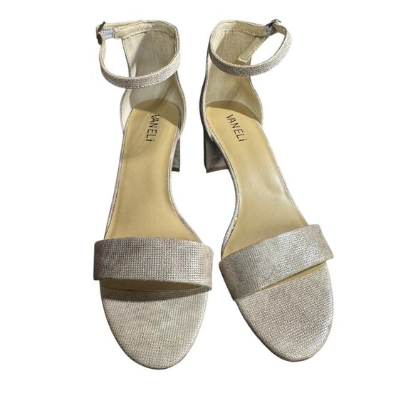 Vaneli Meryn Ankle Strap Block Heel Sandals 7.5 N Womens Shimmering Fabric Open - Picture 6 of 13